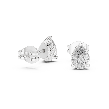 Pear Cut Lab Grown Diamond Stud Earrings in White Gold