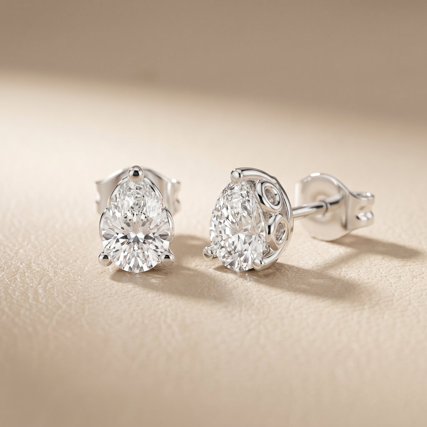 Pear Cut Lab Grown Diamond Stud Earrings in Platinum