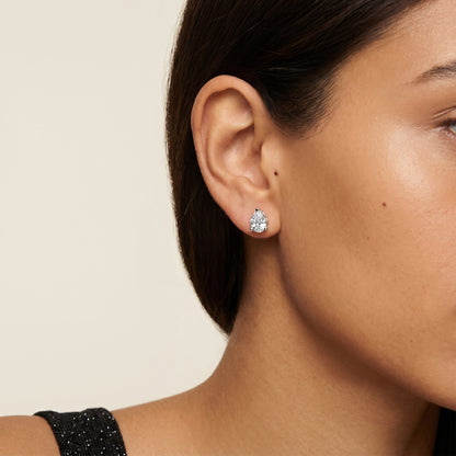 Pear Cut Lab Grown Diamond Stud Earrings in White Gold