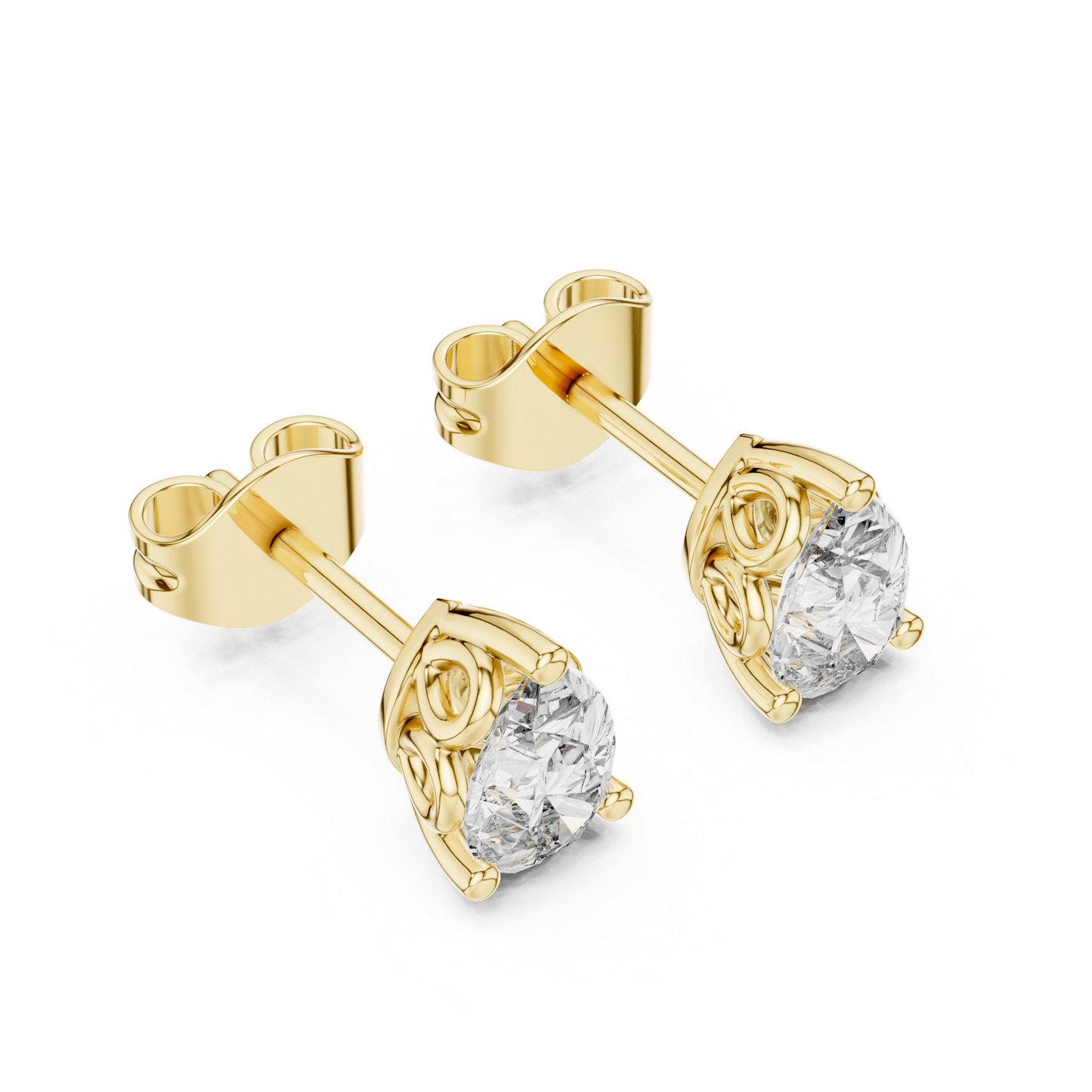 Pear Cut Lab Grown Diamond Stud Earrings in Yellow Gold