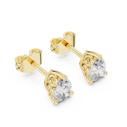 Pear Cut Lab Grown Diamond Stud Earrings in Yellow Gold