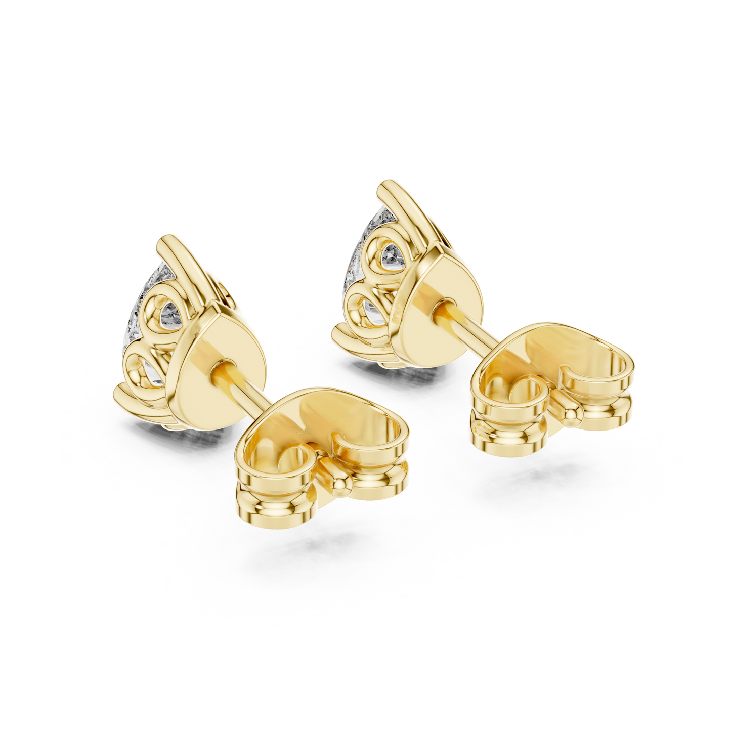 Pear Cut Lab Grown Diamond Stud Earrings in Yellow Gold