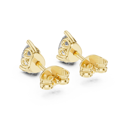 Pear Cut Lab Grown Diamond Stud Earrings in Yellow Gold
