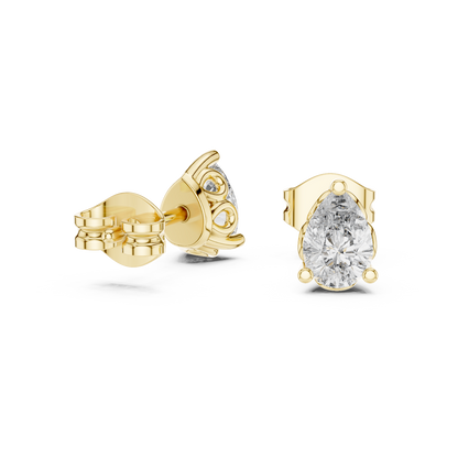 Pear Cut Lab Grown Diamond Stud Earrings in Yellow Gold