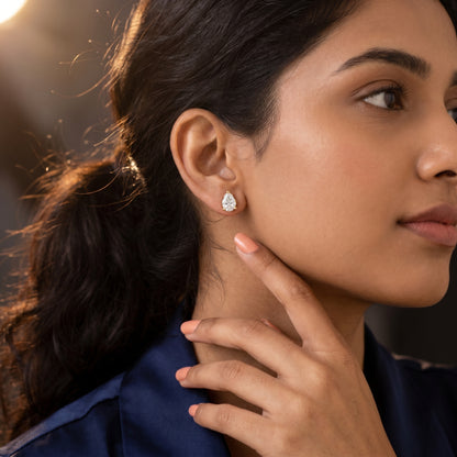Pear Cut Lab Grown Diamond Stud Earrings in Yellow Gold