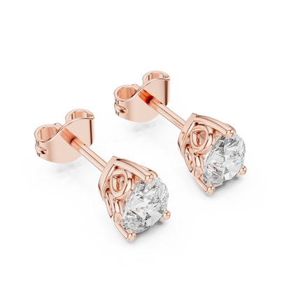 Pear Cut Lab Grown Diamond Stud Earrings in Rose Gold