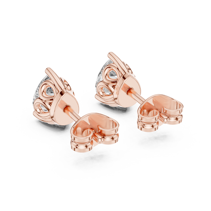 Pear Cut Lab Grown Diamond Stud Earrings in Rose Gold