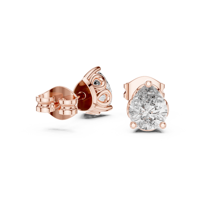 Pear Cut Lab Grown Diamond Stud Earrings in Rose Gold