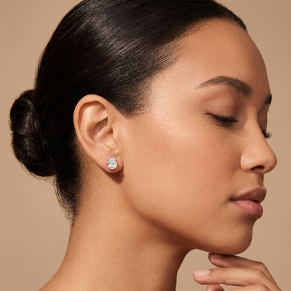 Pear Cut Lab Grown Diamond Stud Earrings in Rose Gold