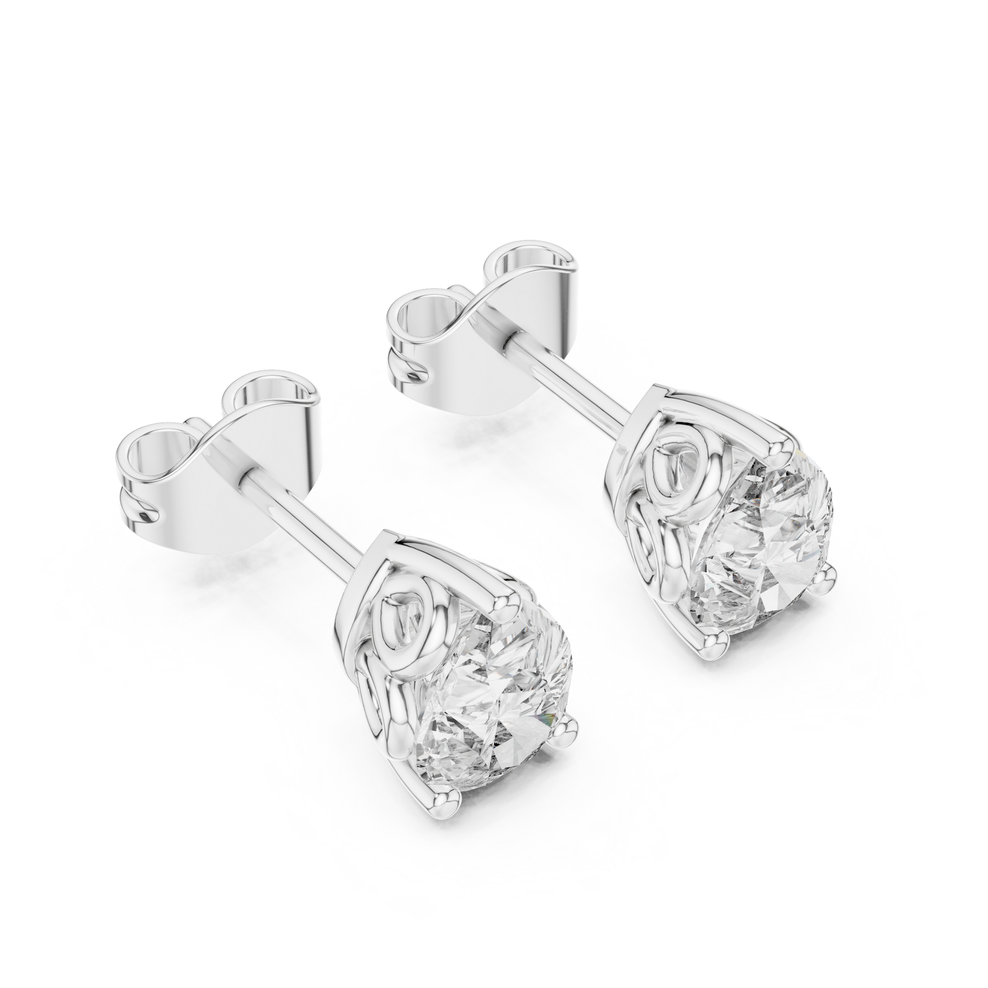 Pear Cut Lab Grown Diamond Stud Earrings in Silver