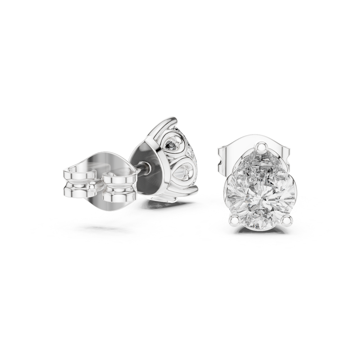 Pear Cut Lab Grown Diamond Stud Earrings in White Gold