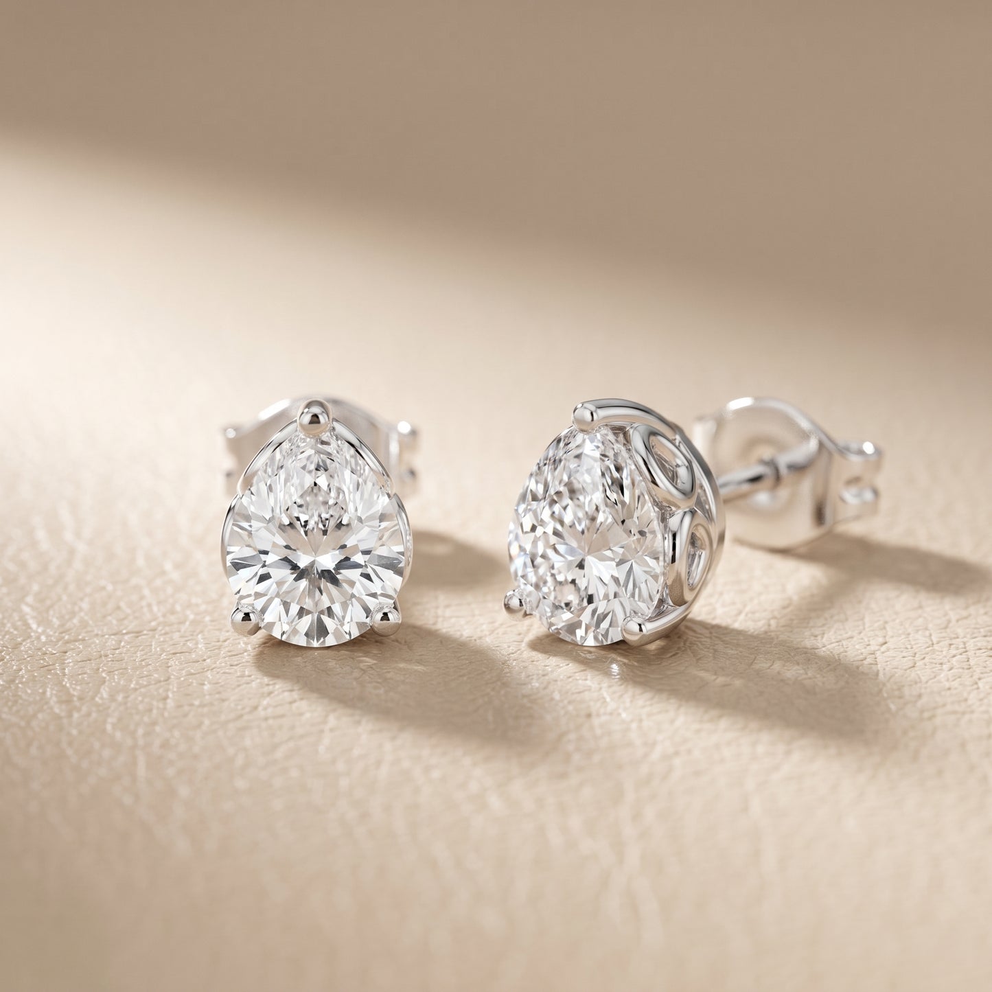 Pear Cut Lab Grown Diamond Stud Earrings in White Gold