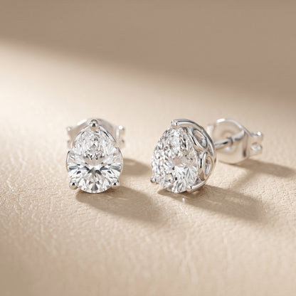 Pear Cut Lab Grown Diamond Stud Earrings in Platinum