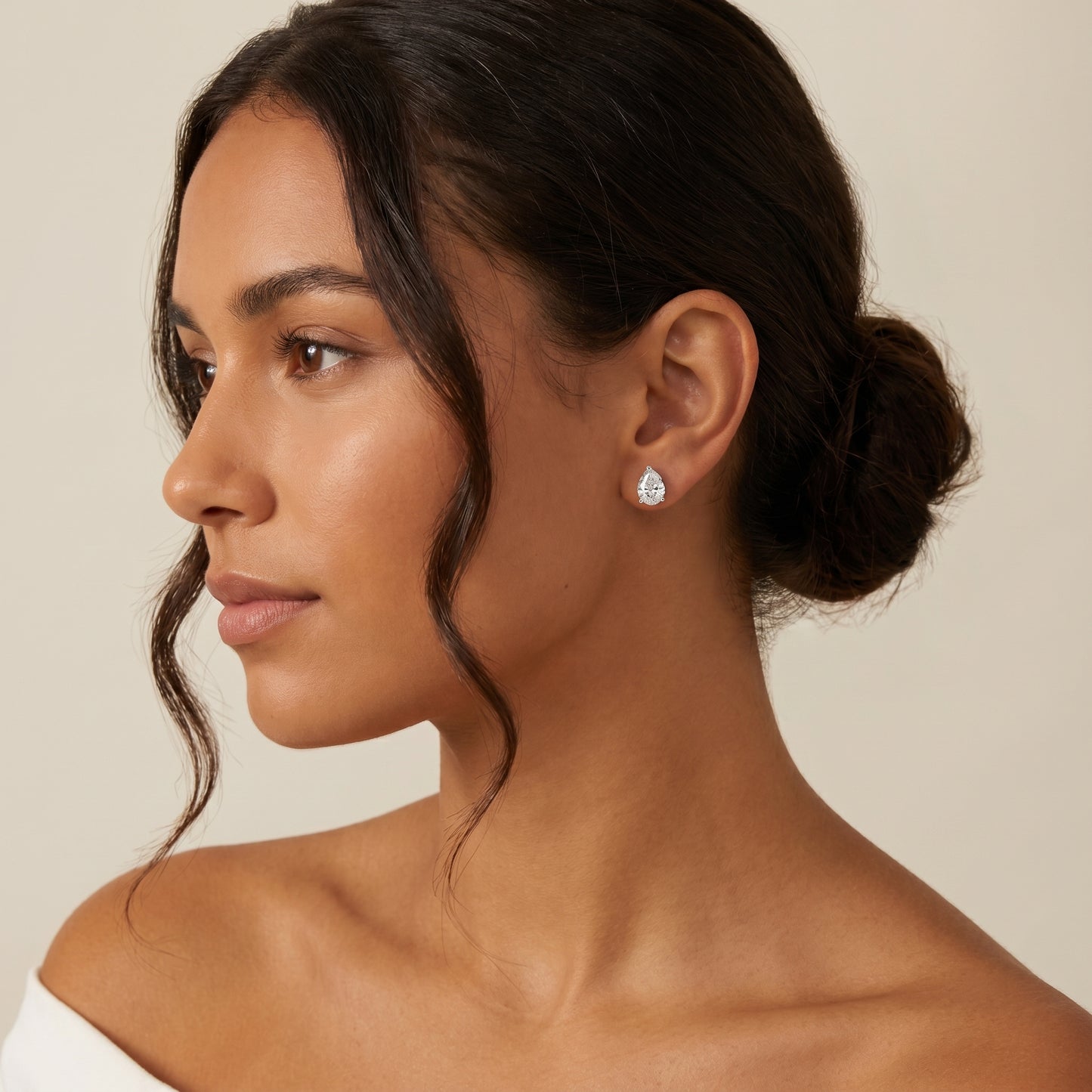 Pear Cut Lab Grown Diamond Stud Earrings in Platinum