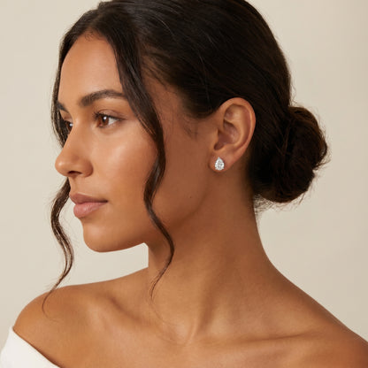 Pear Cut Lab Grown Diamond Stud Earrings in Platinum