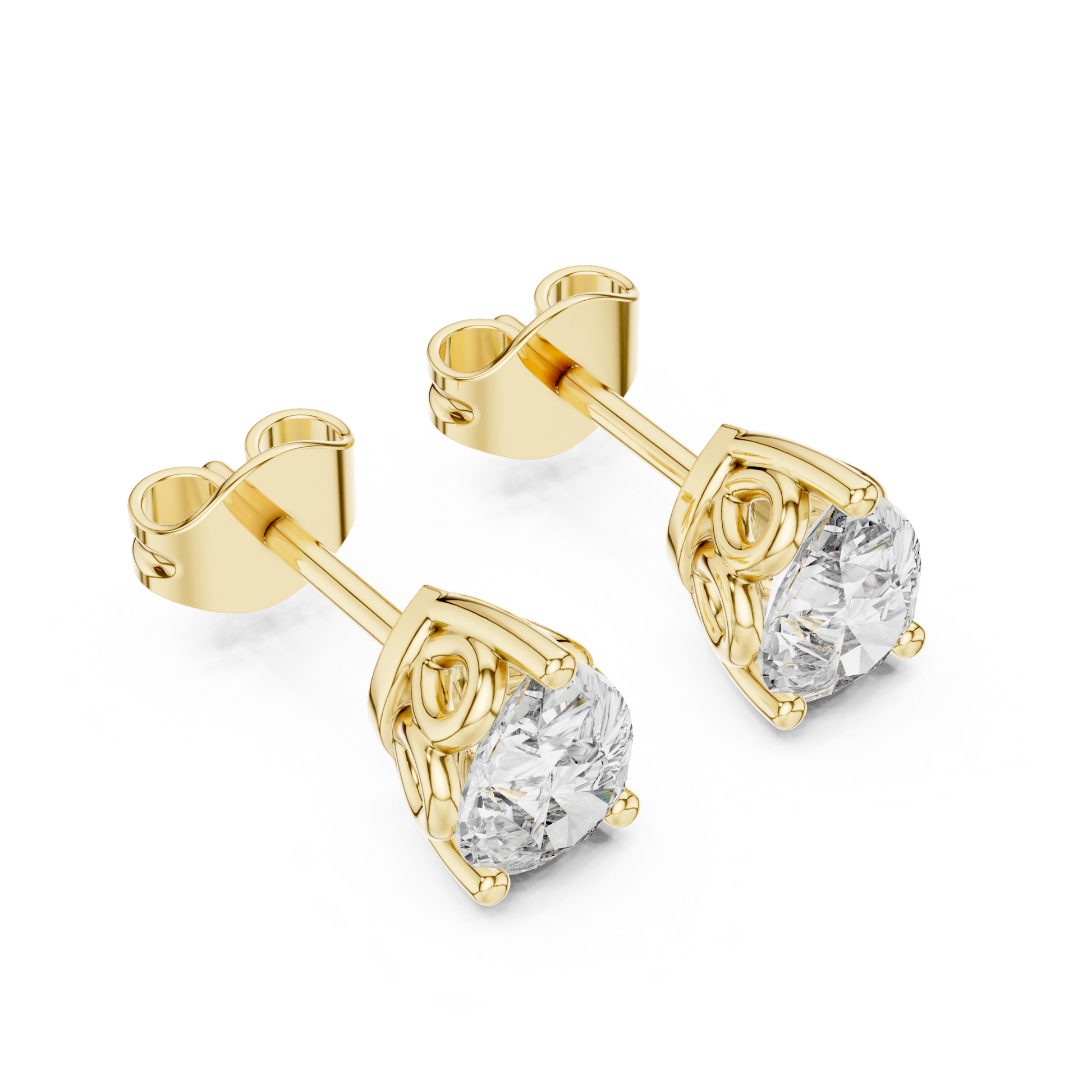 Pear Cut Lab Grown Diamond Stud Earrings in Yellow Gold