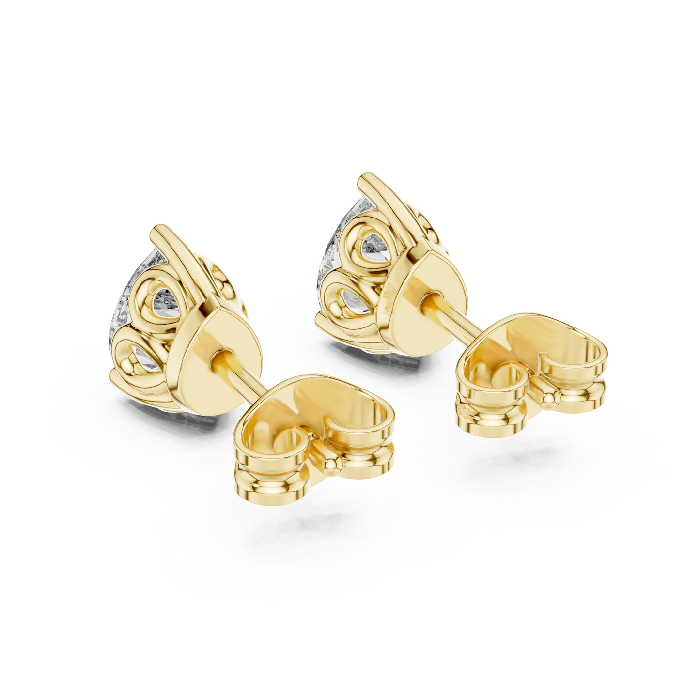 Pear Cut Lab Grown Diamond Stud Earrings in Yellow Gold