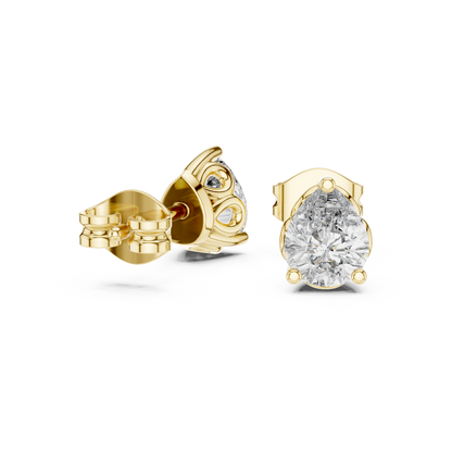 Pear Cut Lab Grown Diamond Stud Earrings in Yellow Gold