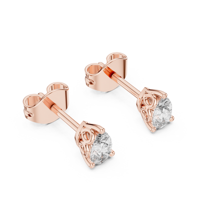 Pear Cut Lab Grown Diamond Stud Earrings in Rose Gold
