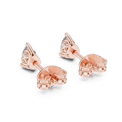 Pear Cut Lab Grown Diamond Stud Earrings in Rose Gold