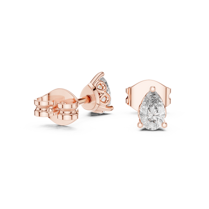 Pear Cut Lab Grown Diamond Stud Earrings in Rose Gold