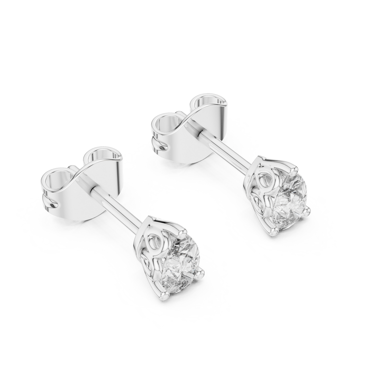 Pear Cut Lab Grown Diamond Stud Earrings in Silver
