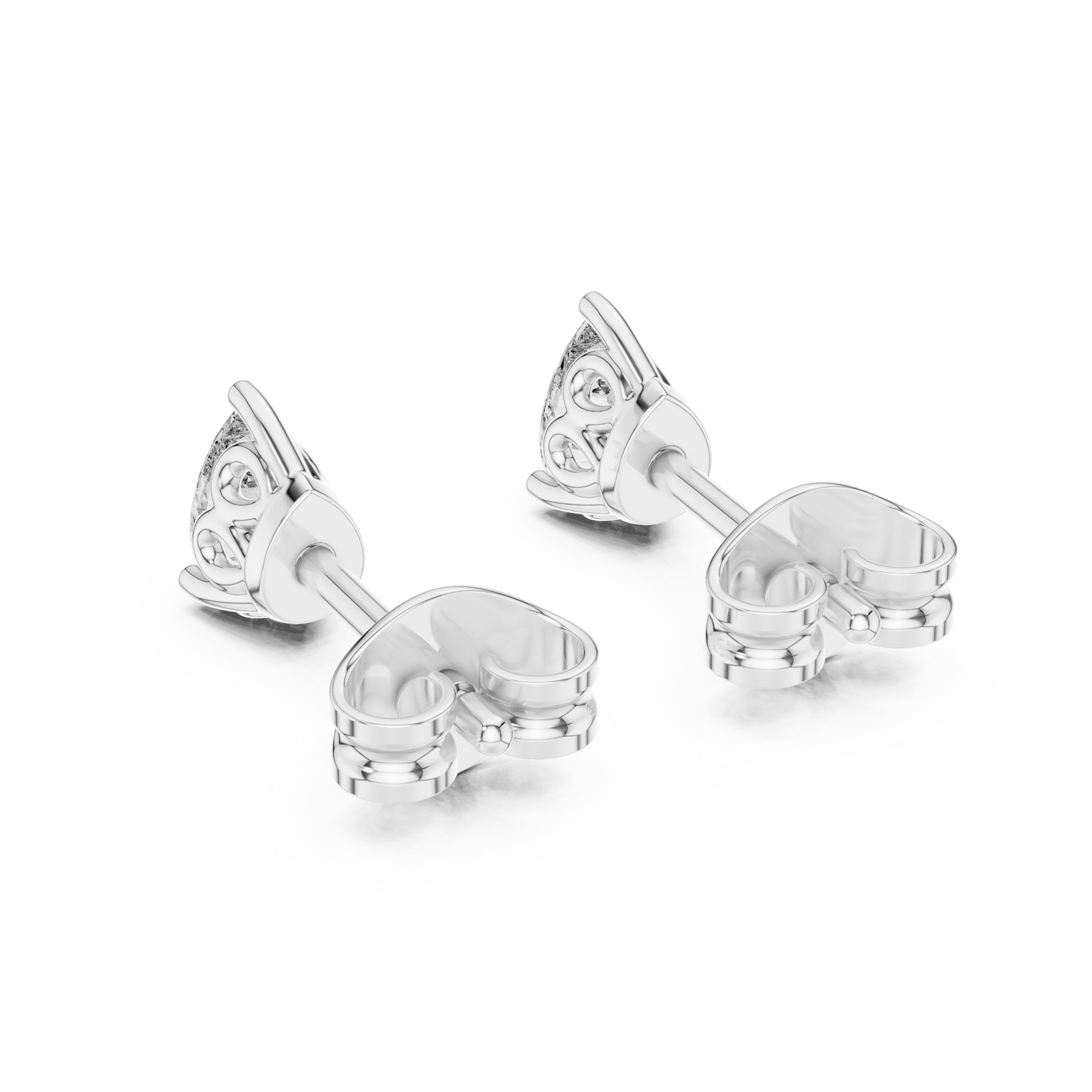 Pear Cut Lab Grown Diamond Stud Earrings in Silver