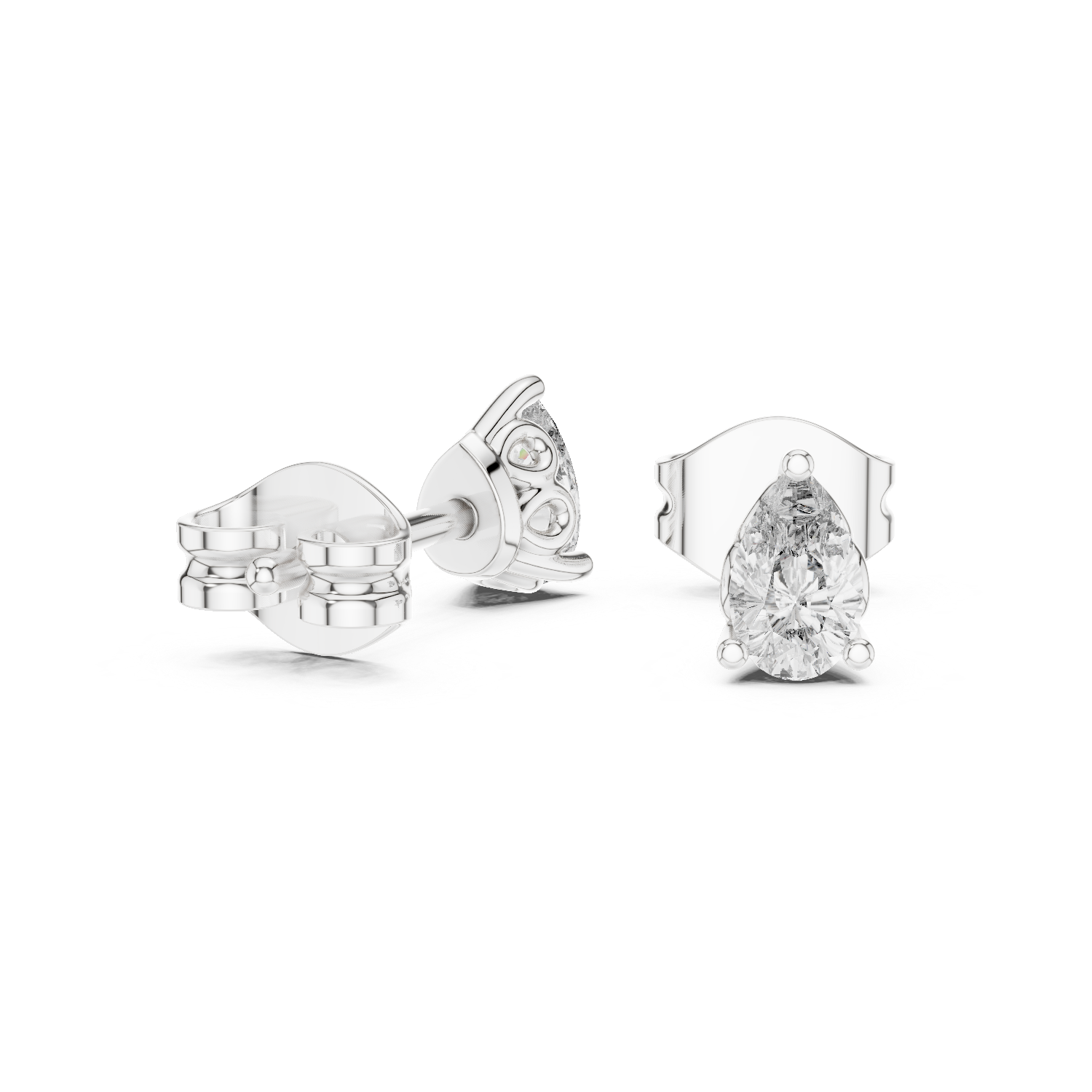 Pear Cut Lab Grown Diamond Stud Earrings in Platinum