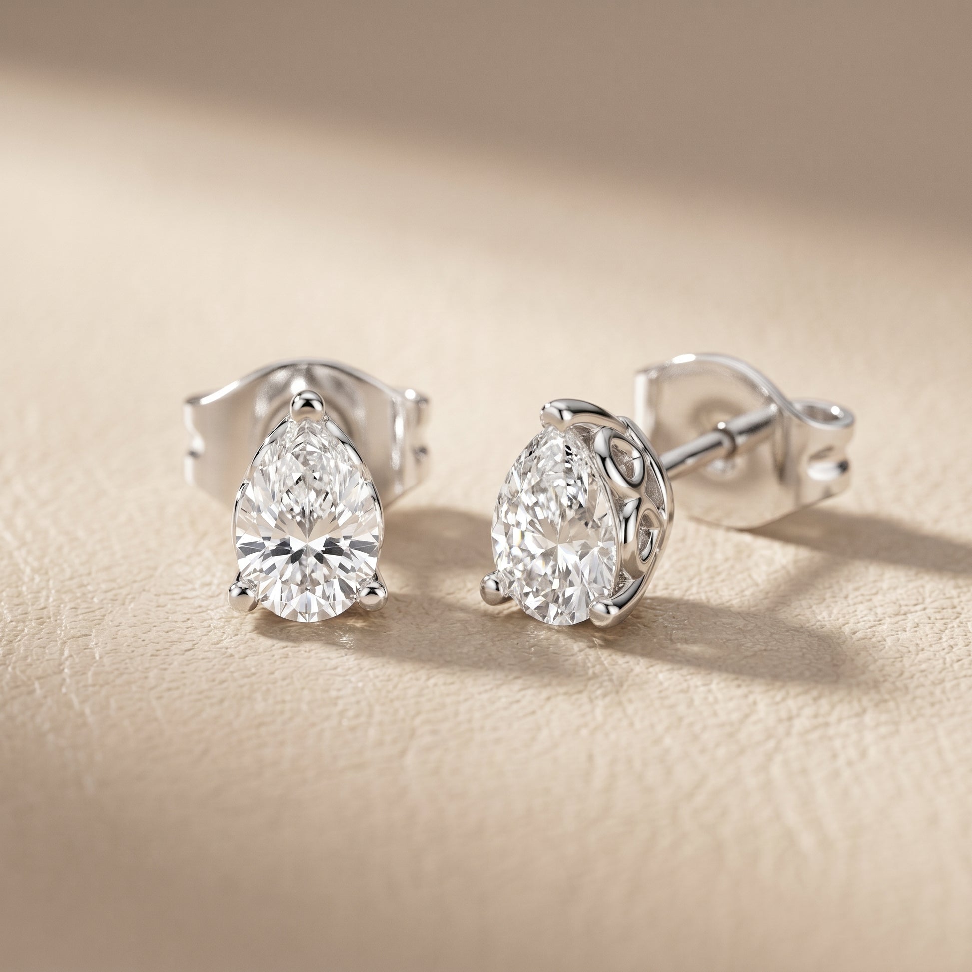Pear Cut Lab Grown Diamond Stud Earrings in Platinum