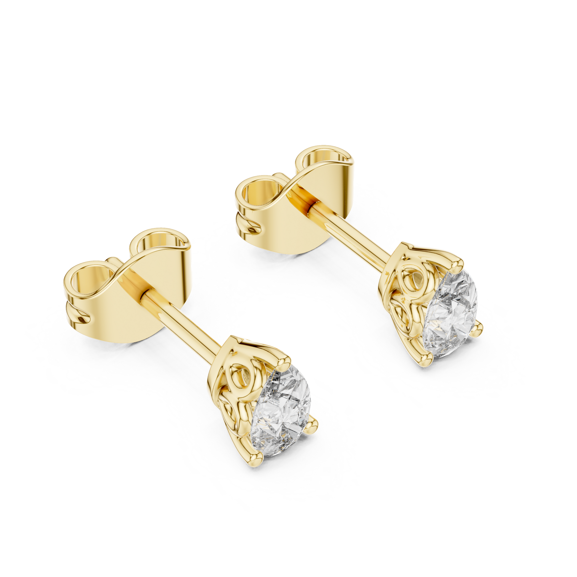 Pear Cut Lab Grown Diamond Stud Earrings in Yellow Gold