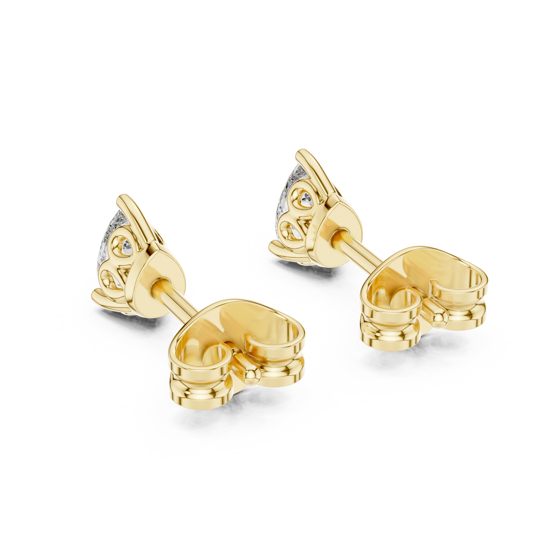 Pear Cut Lab Grown Diamond Stud Earrings in Yellow Gold