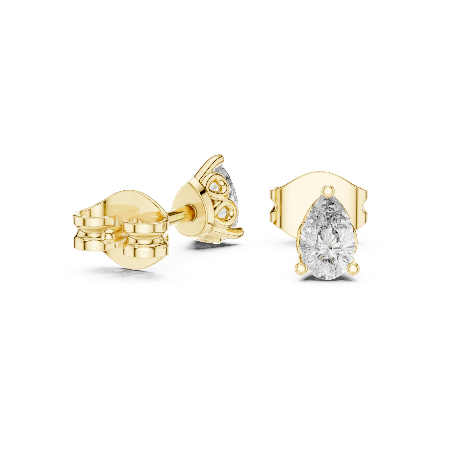 Pear Cut Lab Grown Diamond Stud Earrings in Yellow Gold