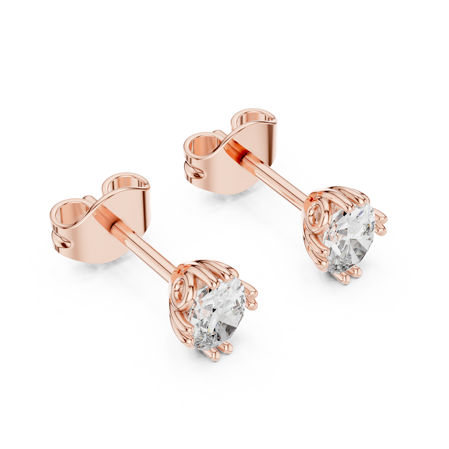 Oval Cut Lab Grown Diamond Stud Earrings in Rose Gold