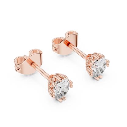 Oval Cut Lab Grown Diamond Stud Earrings in Rose Gold