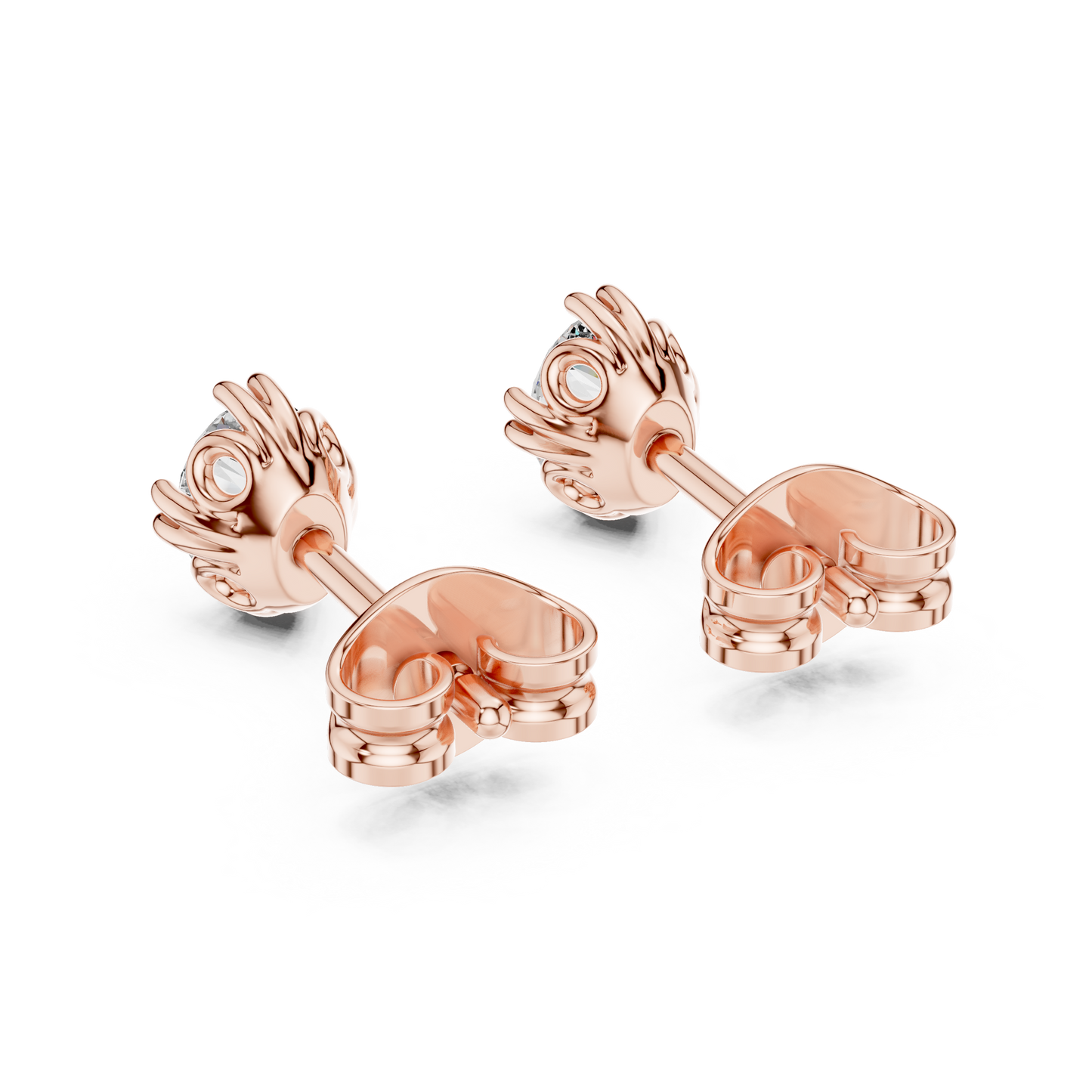 Oval Cut Lab Grown Diamond Stud Earrings in Rose Gold