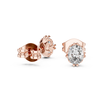 Oval Cut Lab Grown Diamond Stud Earrings in Rose Gold