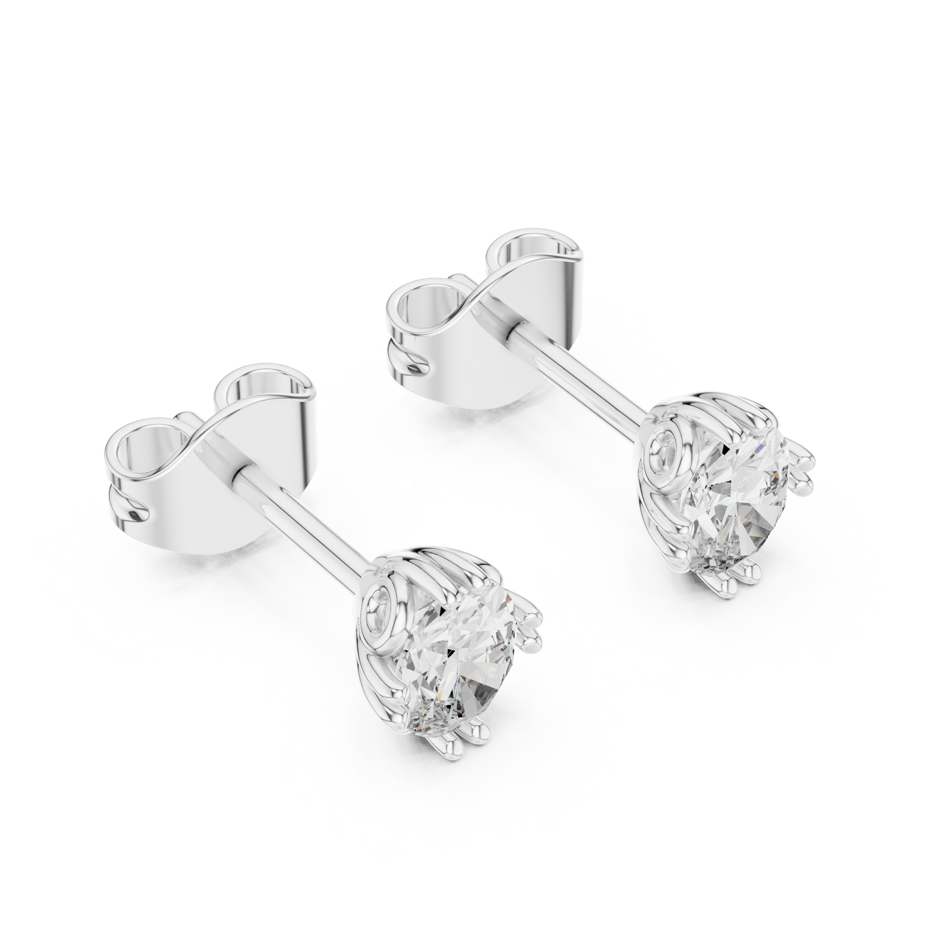 Oval Cut Lab Grown Diamond Stud Earrings in White Gold