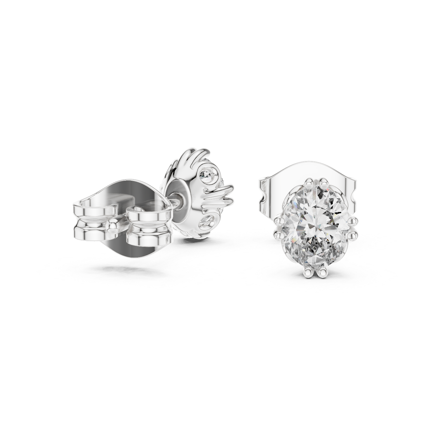 Oval Cut Lab Grown Diamond Stud Earrings in Platinum