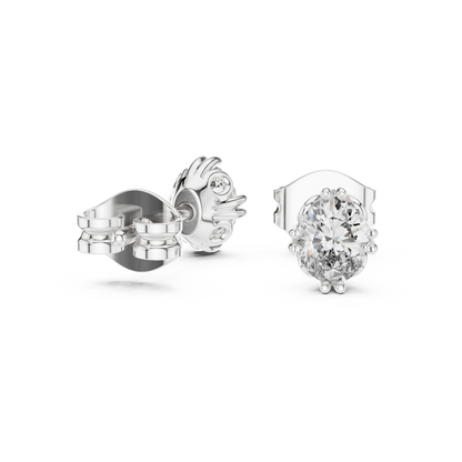 Oval Cut Lab Grown Diamond Stud Earrings in Platinum