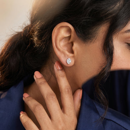 Oval Cut Lab Grown Diamond Stud Earrings in White Gold