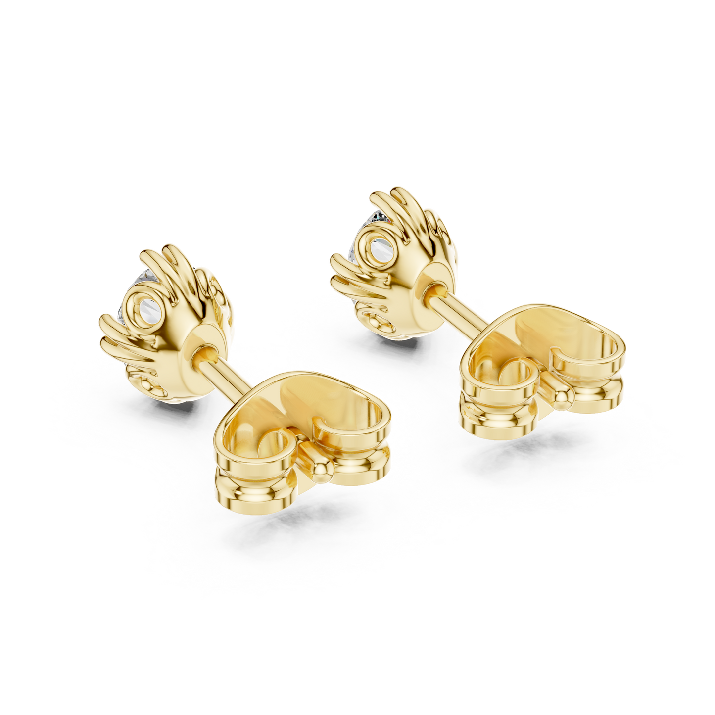 Oval Cut Lab Grown Diamond Stud Earrings in Yellow Gold