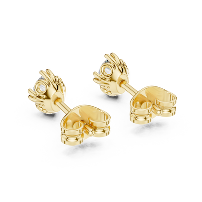 Oval Cut Lab Grown Diamond Stud Earrings in Yellow Gold
