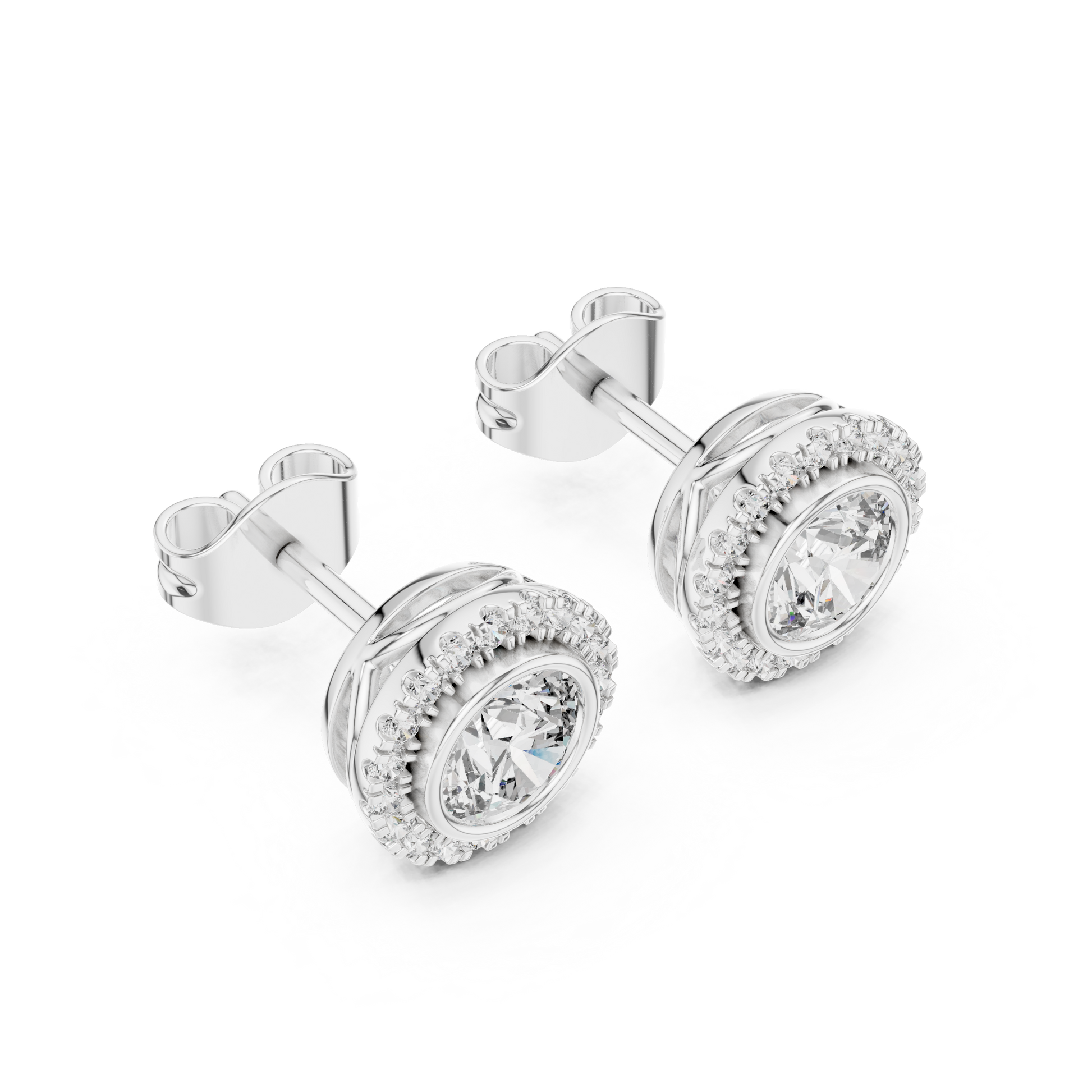 Round Cut Lab Grown Diamond Stud Earrings in White Gold