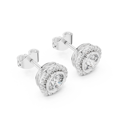 Round Cut Lab Grown Diamond Stud Earrings in Platinum