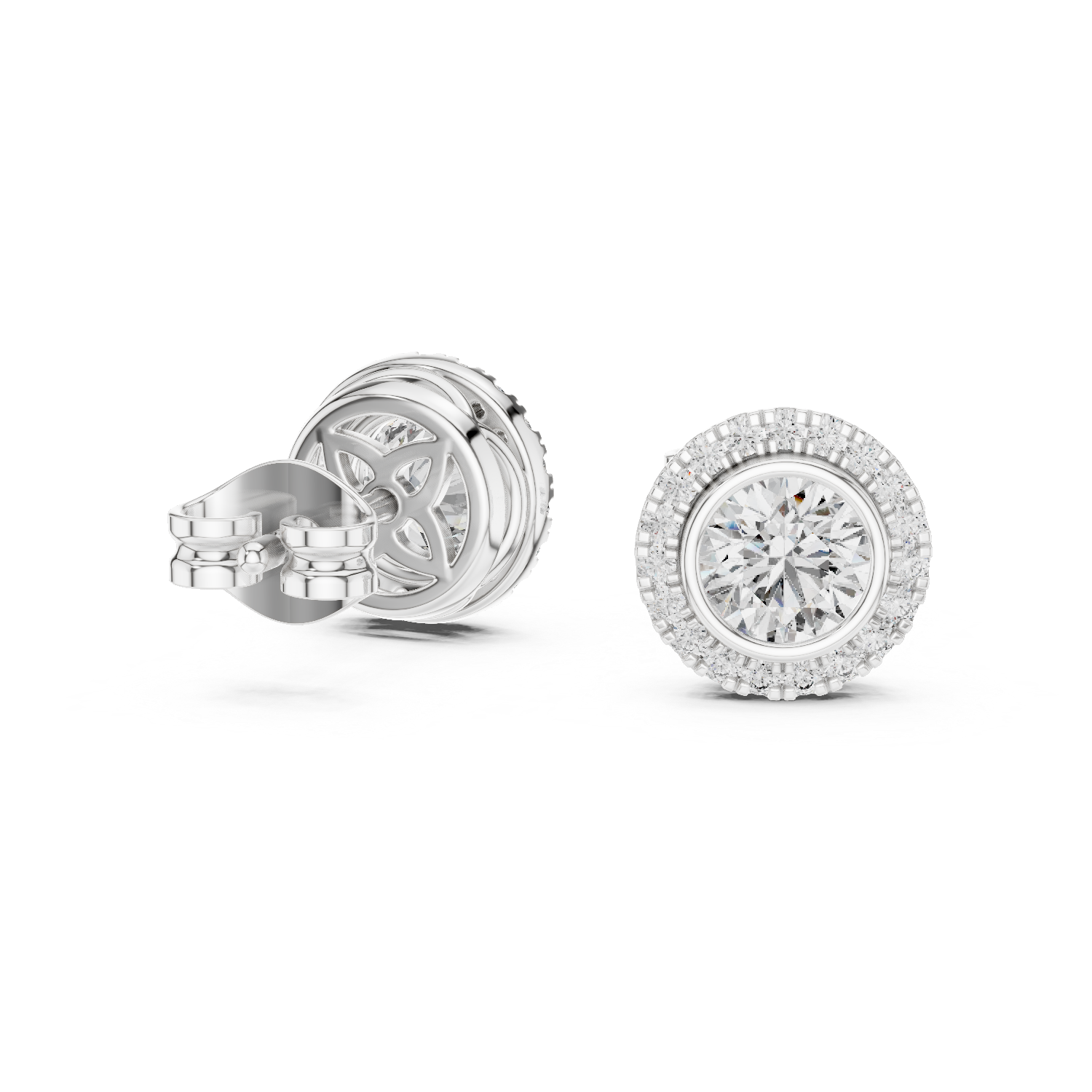 Round Cut Lab Grown Diamond Stud Earrings in Platinum