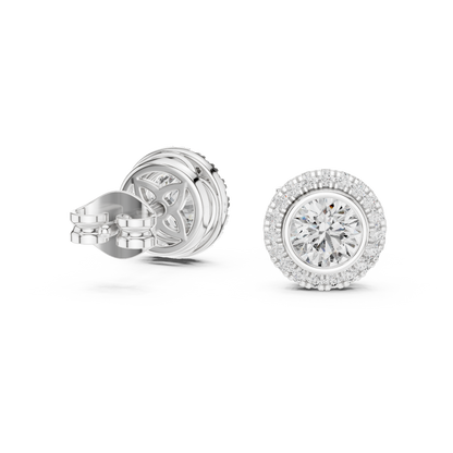 Round Cut Lab Grown Diamond Stud Earrings in Platinum