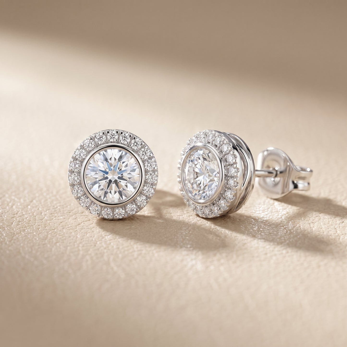 Round Cut Lab Grown Diamond Stud Earrings in Silver
