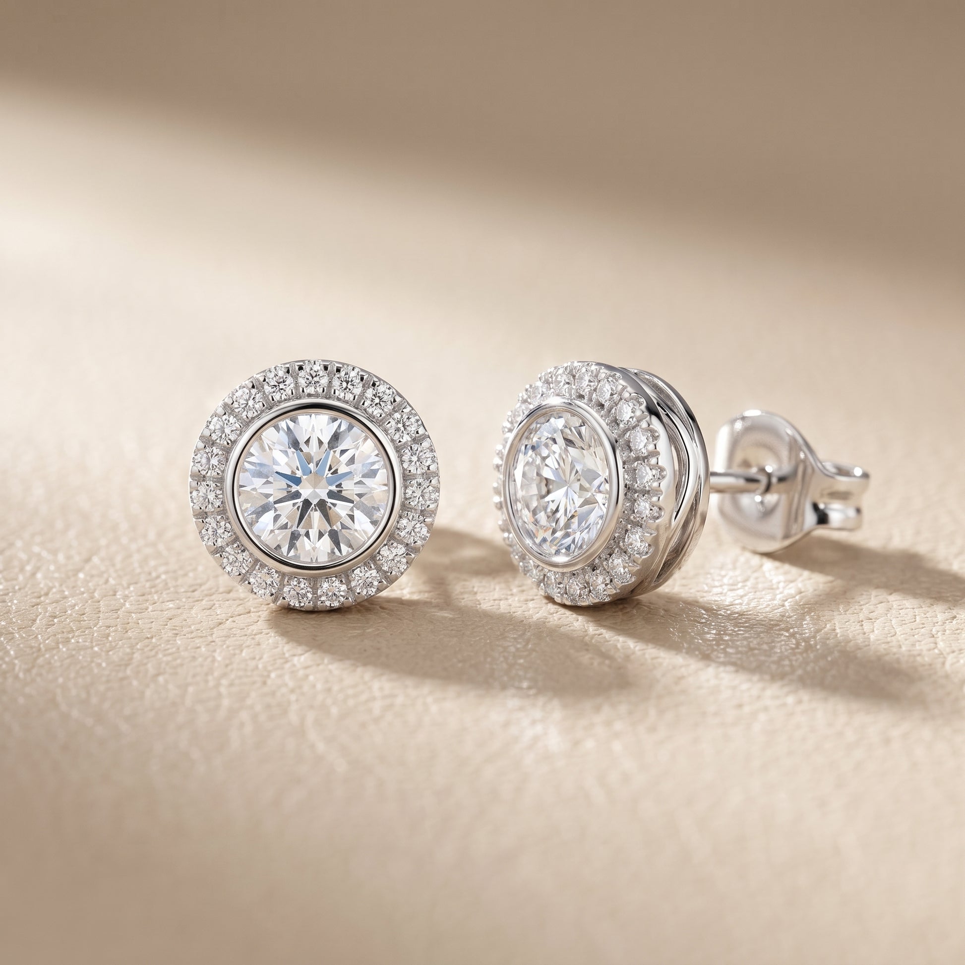 Round Cut Lab Grown Diamond Stud Earrings in Platinum