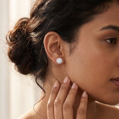 Round Cut Lab Grown Diamond Stud Earrings in White Gold