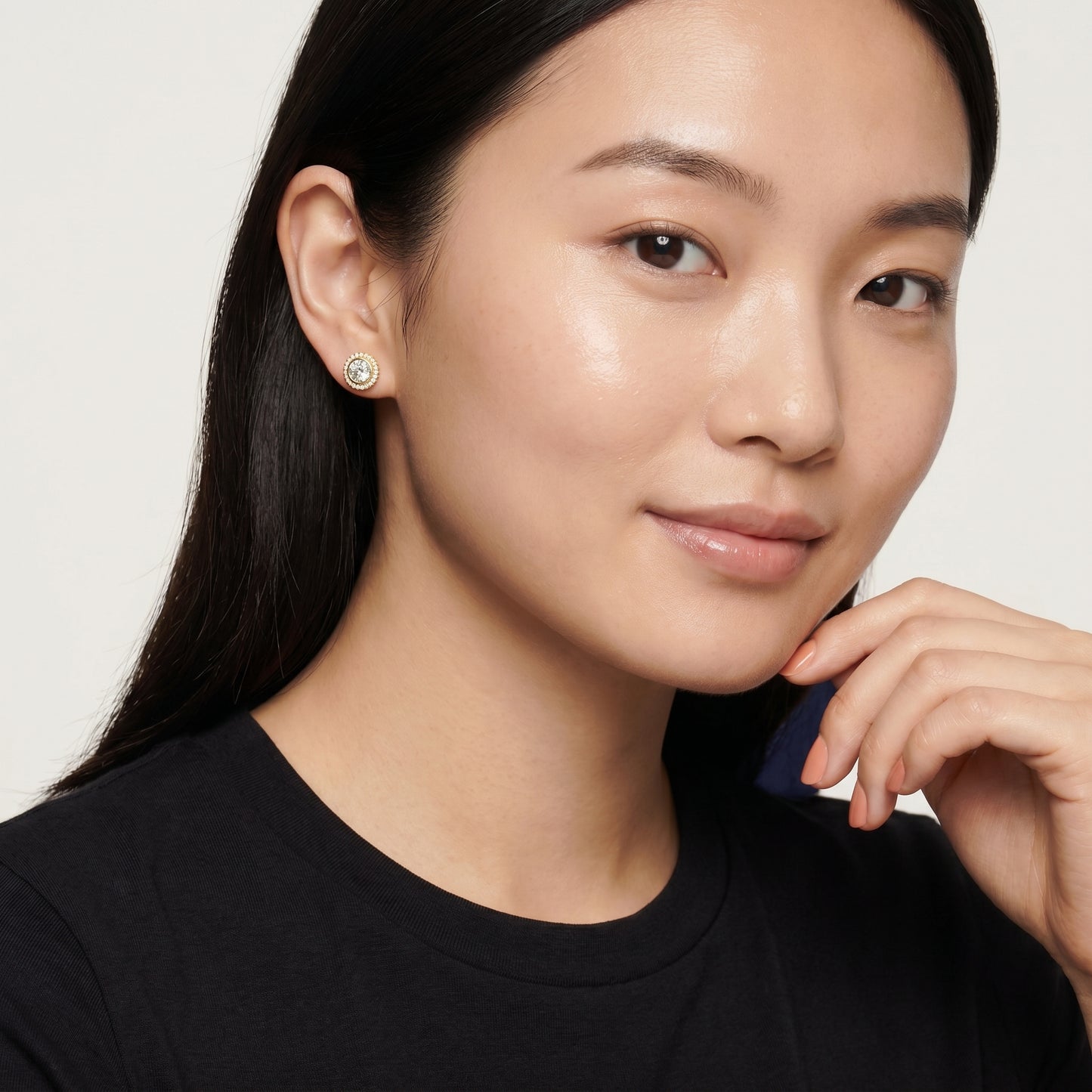 Round Cut Lab Grown Diamond Stud Earrings in Yellow Gold